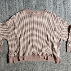 BRAND NEW-NO TAGS: Tan Waffle Knit Sweater